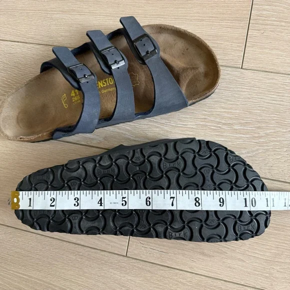 Birkenstock Florida Dark Blue Triple Strap Sandals Size 41/ US Men’s 8 - Picture 9 of 10
